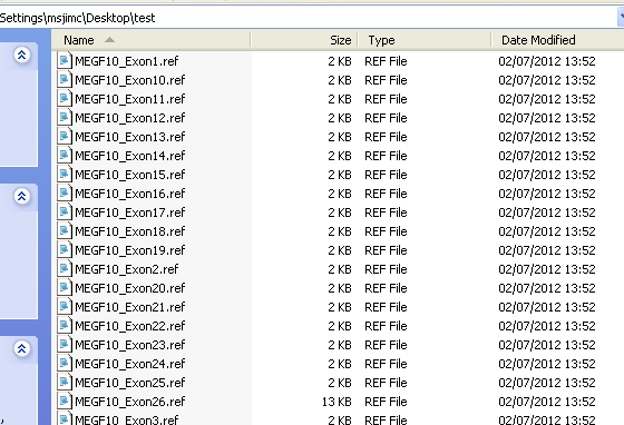 Folder of geneScreen reference file